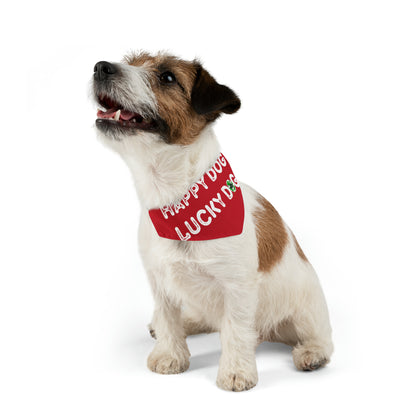 Red Happy Dog Lucky Dog Pet Bandana Collar