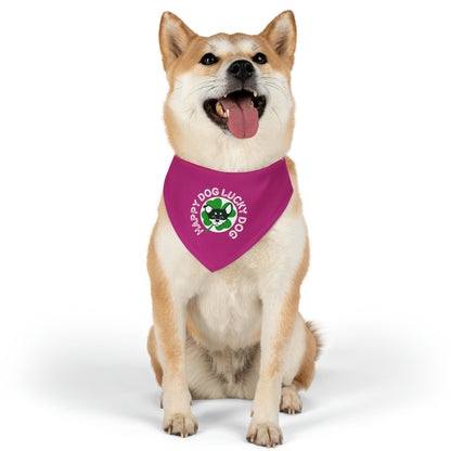 Pink Happy Dog Lucky Dog Bandana Collar