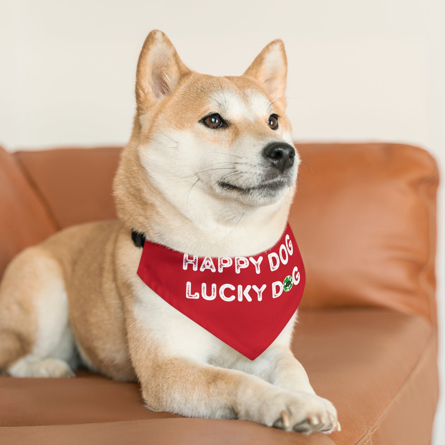 Red Happy Dog Lucky Dog Pet Bandana Collar