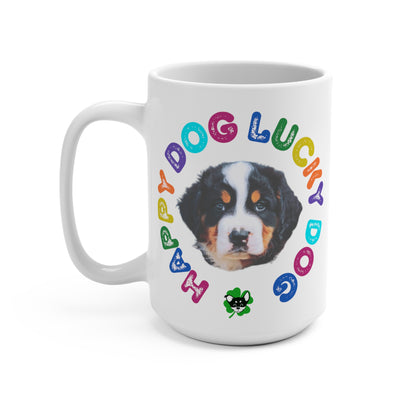 Bernese Mountain Dog Puppy Happy Dog Lucky Dog Mug 15oz