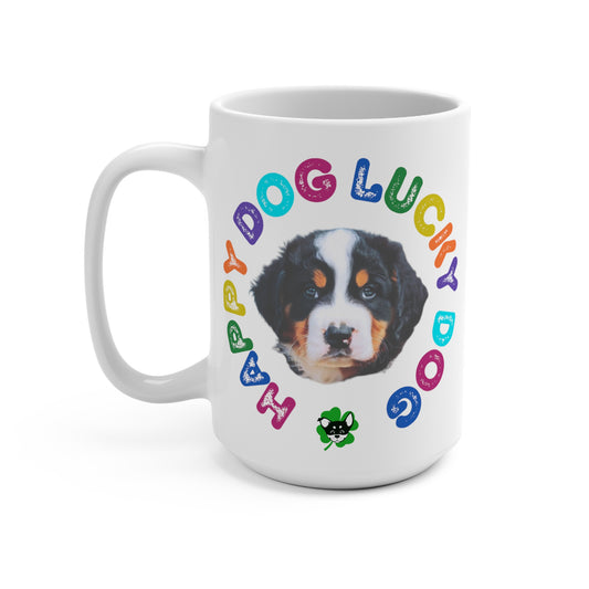 Bernese Mountain Dog Puppy Happy Dog Lucky Dog Mug 15oz