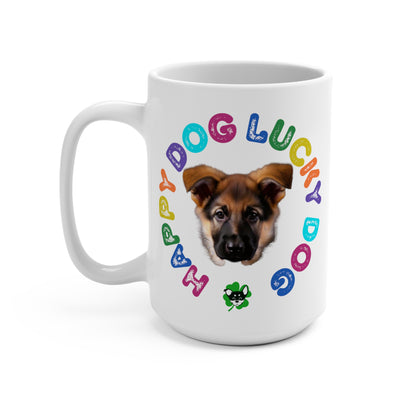 German Sheppard Puppy Happy Dog Lucky Dog Mug 15oz