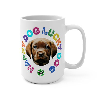 Chocolate Lab Puppy Happy Dog Lucky Dog Mug 15oz