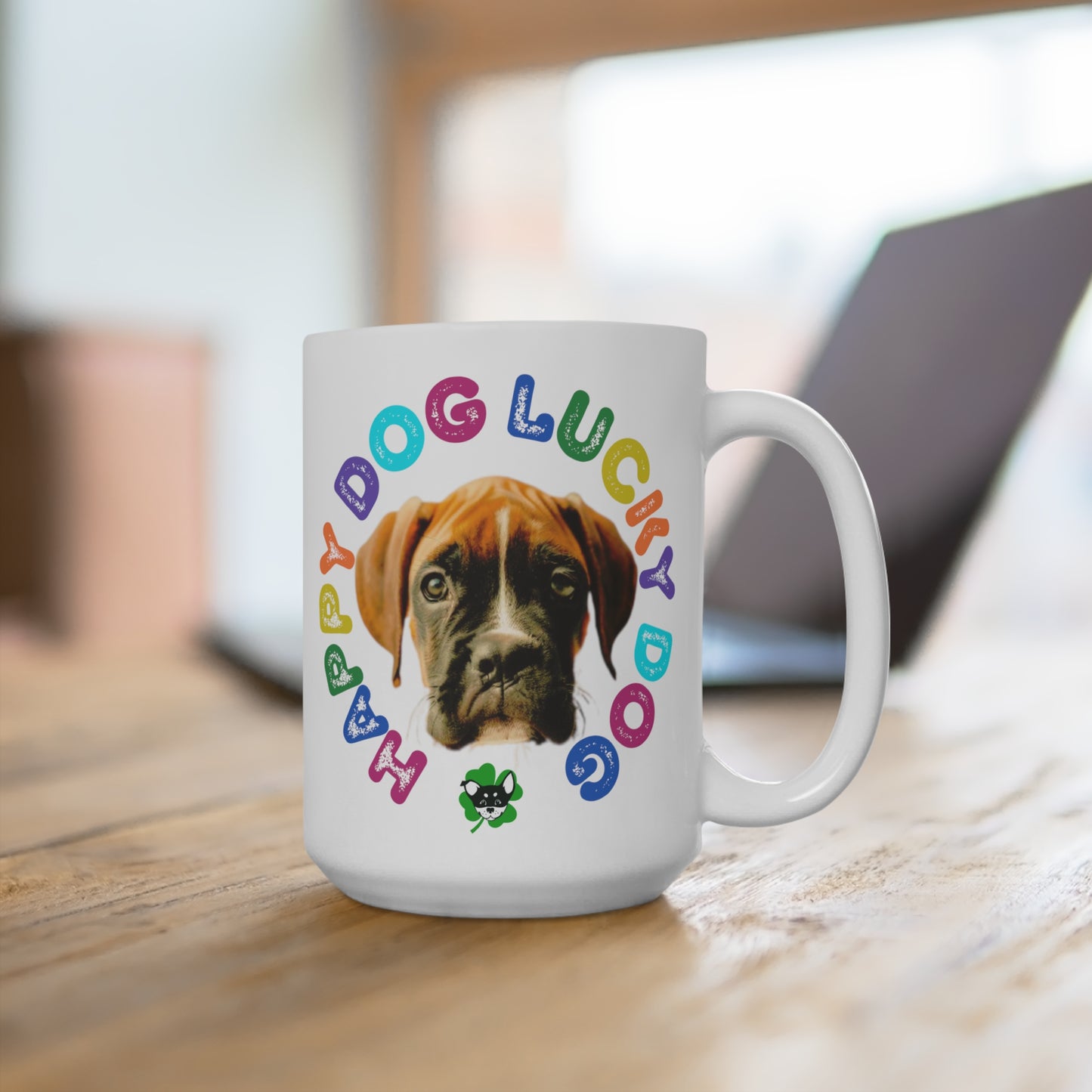 Boxer Puppy Happy Dog Lucky Dog Mug 15oz