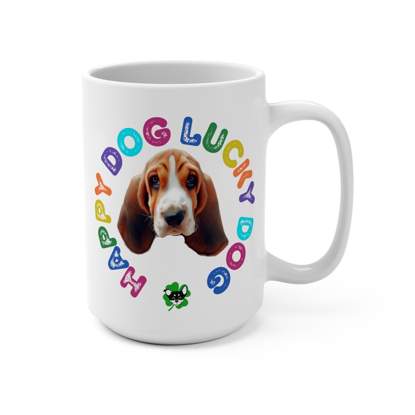 Basset Hound Puppy Happy Dog Lucky Dog Mug 15oz