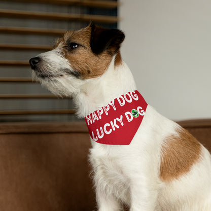 Red Happy Dog Lucky Dog Pet Bandana Collar