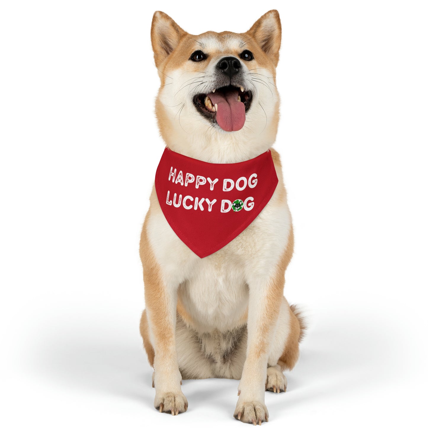 Red Happy Dog Lucky Dog Pet Bandana Collar