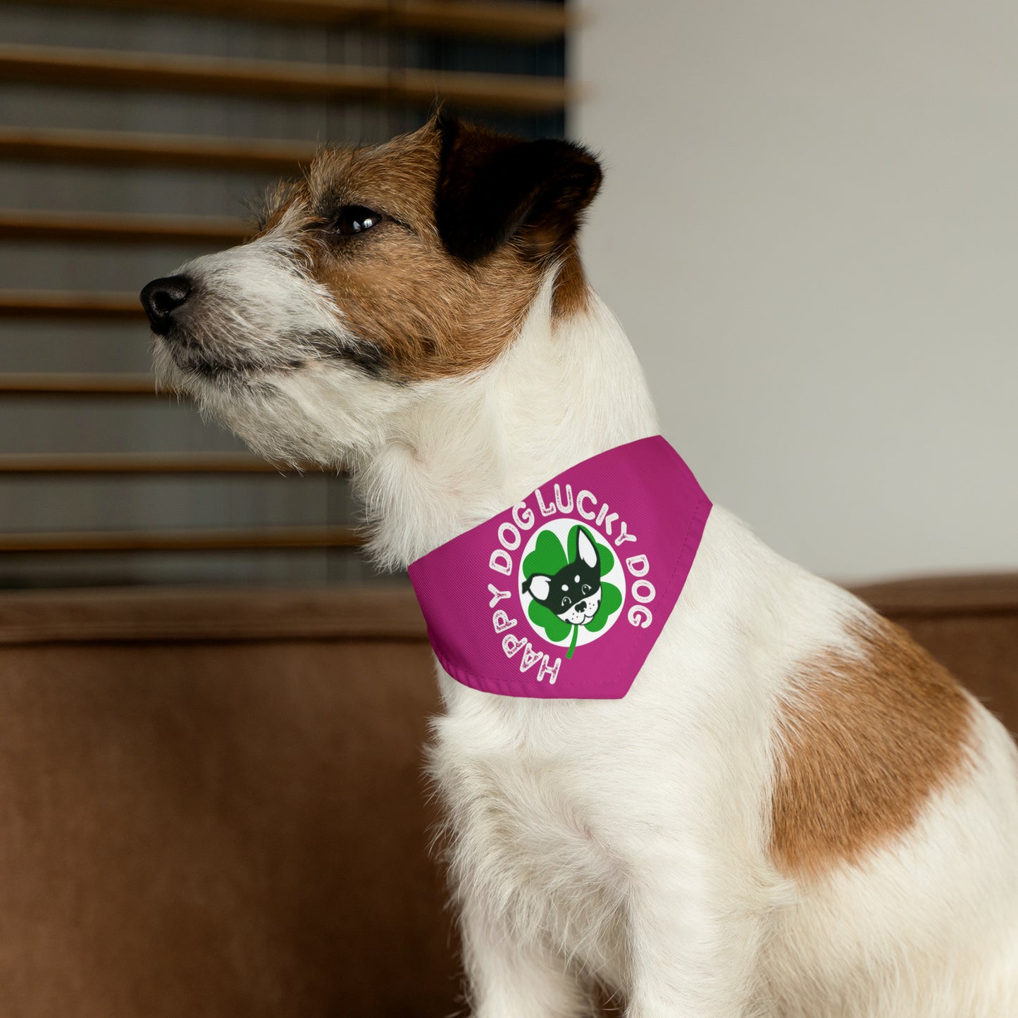 Pink Happy Dog Lucky Dog Bandana Collar