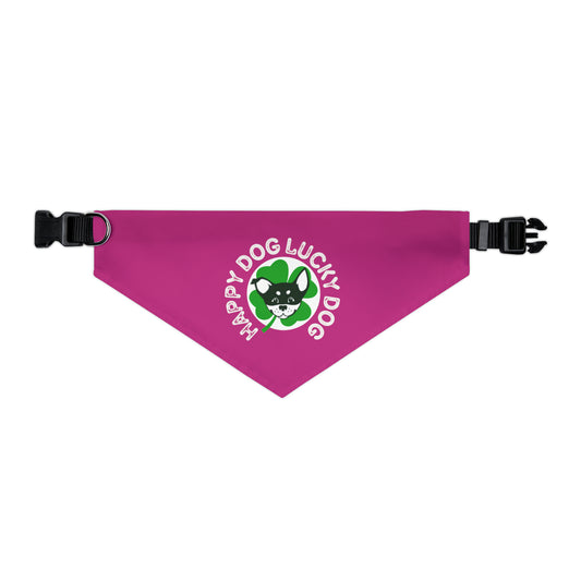 Pink Happy Dog Lucky Dog Bandana Collar