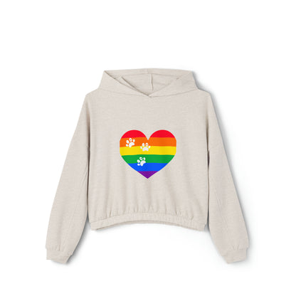 Rainbow prints Heart Cinched Bottom Hoodie