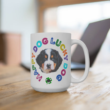 Bernese Mountain Dog Puppy Happy Dog Lucky Dog Mug 15oz