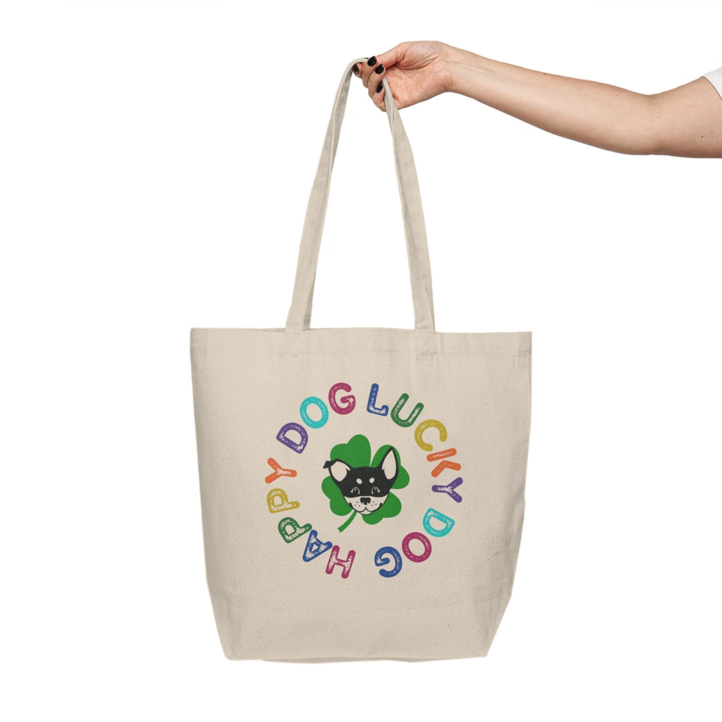 Happy Dog Lucky Dog Canvas Shopping Tote