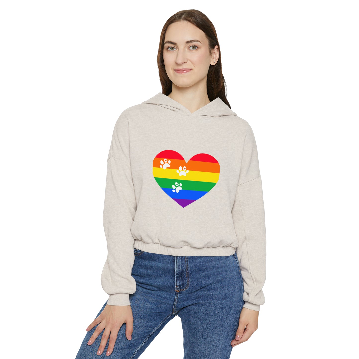 Rainbow prints Heart Cinched Bottom Hoodie