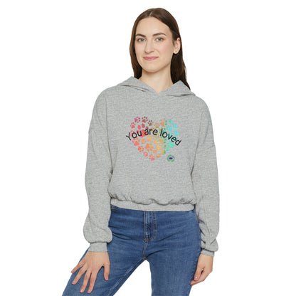 You are loved Heart Paws Cinched Bottom Hoodie