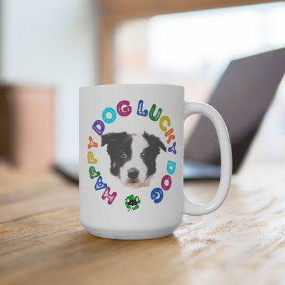 Border Coliie Puppy Happy Dog Lucky Dog Mug 15oz