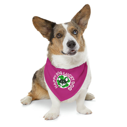 Pink Happy Dog Lucky Dog Bandana Collar