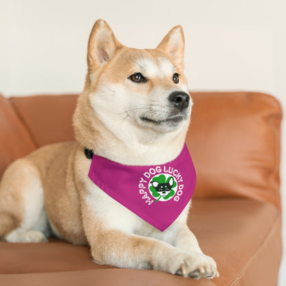 Pink Happy Dog Lucky Dog Bandana Collar