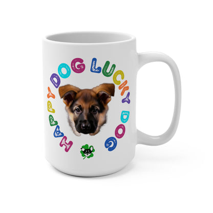 German Sheppard Puppy Happy Dog Lucky Dog Mug 15oz