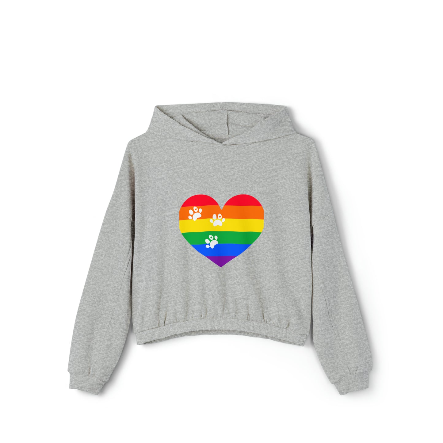 Rainbow prints Heart Cinched Bottom Hoodie