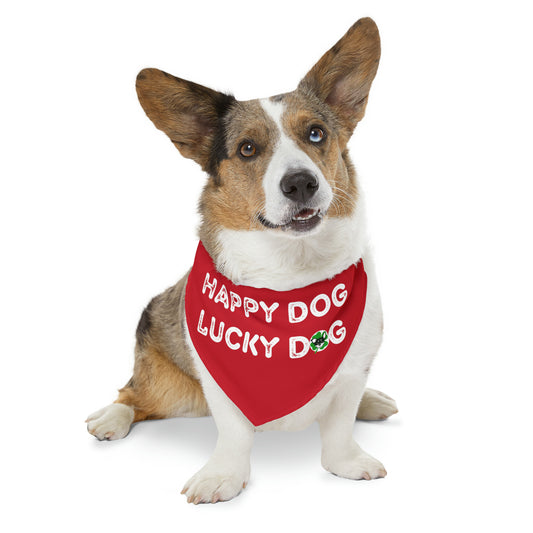 Red Happy Dog Lucky Dog Pet Bandana Collar