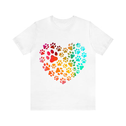 Multi Paw Heart Unisex Jersey Short Sleeve Tee