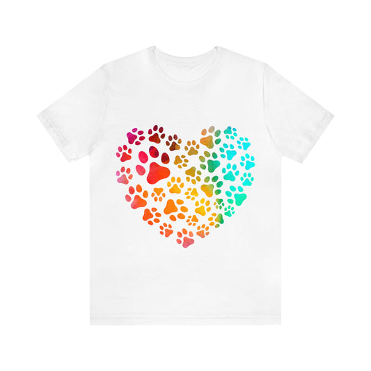 Multi Paw Heart Unisex Jersey Short Sleeve Tee